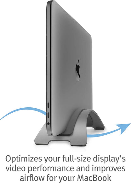 Bookarc for Macbook | Space-Saving Vertical Desktop Stand for Apple Notebooks (Space Grey)*Not Compatible with M1, See Insert Option to Update/Upgrade*